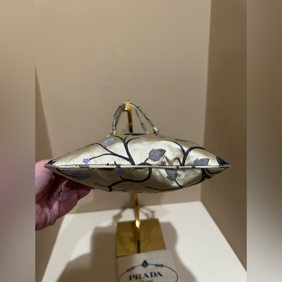 Prada 1997 Silk Champagne Floral Brocade Handbag - Picture 3 of 11